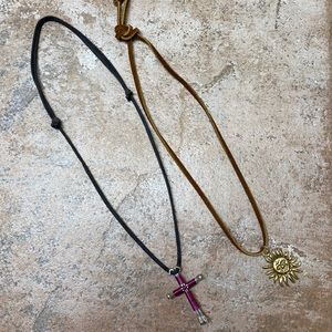 These are 2 casual necklaces with leather.